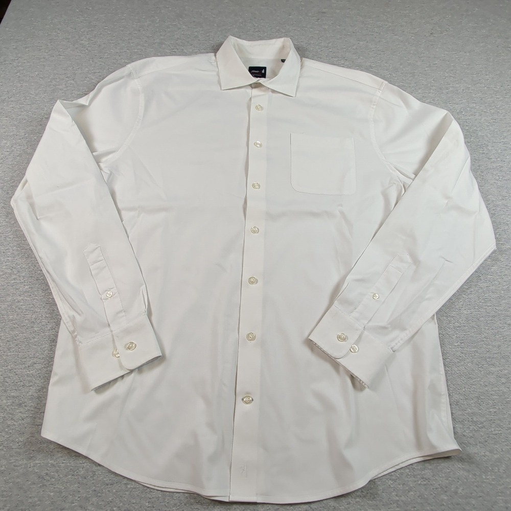 Johnnie-O Tradd Performance Shirt Mens Large White JMWL7440 Button Down LS